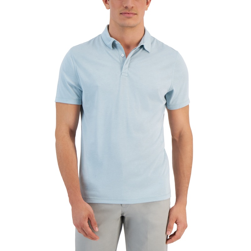 Alfani Men's AlfaTech Stretch Solid Polo Shirt Cloud Blue Large