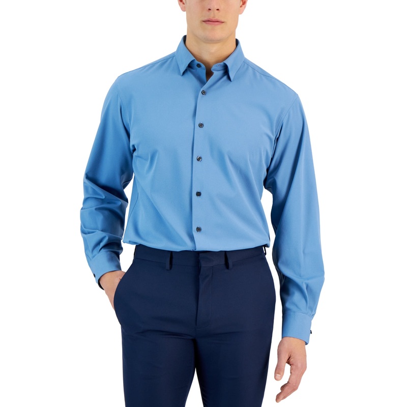 Alfani Men's Regular Fit Button Down Dress Shirt Harbor Blue 18 18 5 34 35