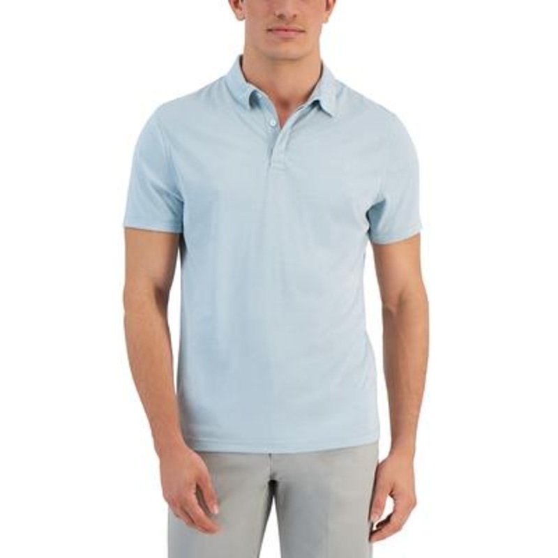 Alfani Mens Alfatech Stretch Solid Polo Shirt XL Light Blue