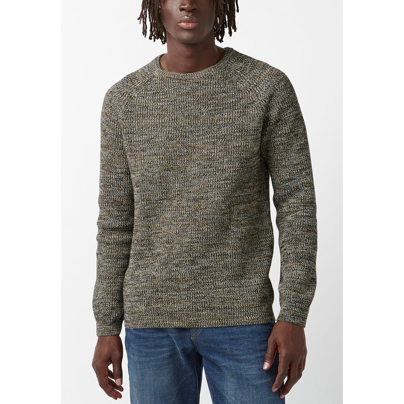 Bufflao Jeans Mens Relaxed Fit Crewneck Sweater Green Multi 2XL
