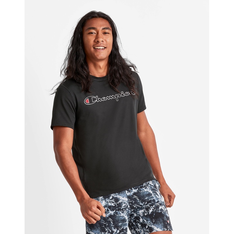 Champion Mens MVP Classic Script Short Sleeve Black Small