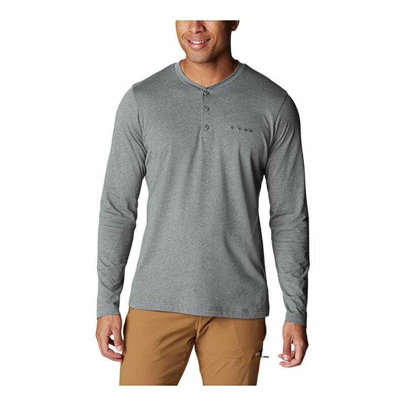 Columbia Men's Thistletown Hills Logo Graphic Long Sleeve T Shirt Grey Medium