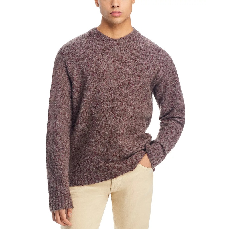 Norse Projects Mens Rasmus V Neck Sweater XXL Burgundy Red Wool Blend ITALY