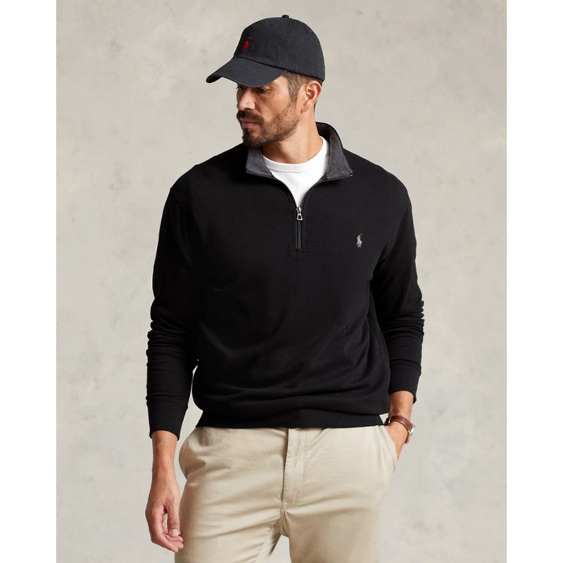 Polo Ralph Lauren Men's Big & Tall Estate Rib Quarter Zip Sweater 2LT 2XLT Black