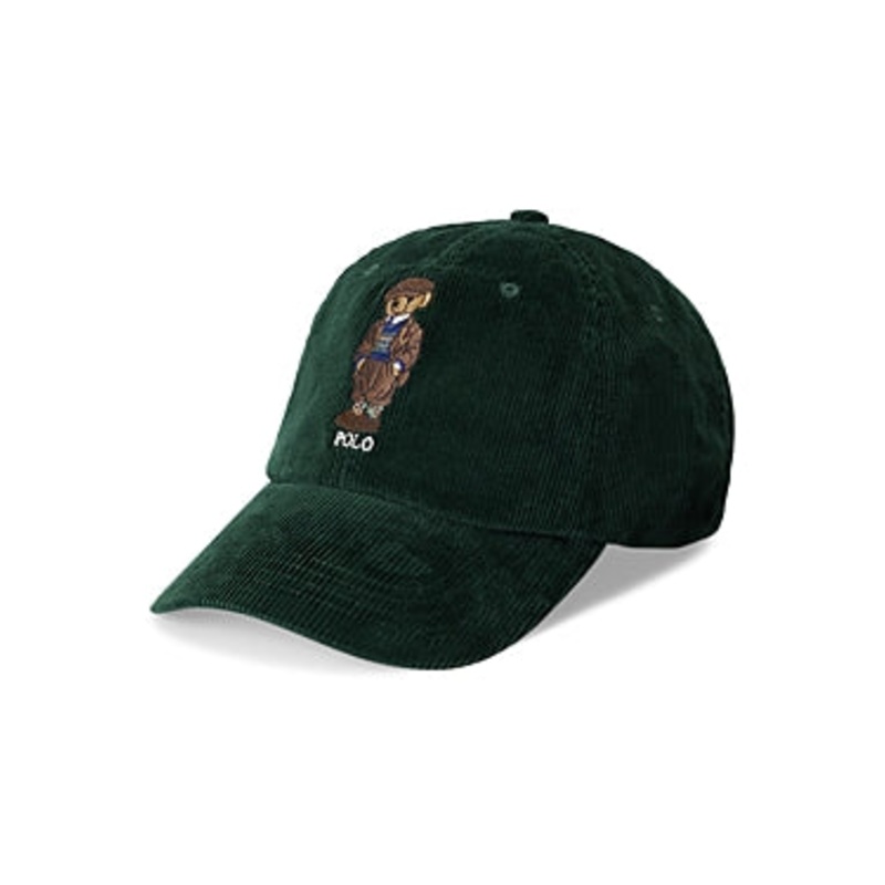 Polo Ralph Lauren Men's Cotton Corduroy Polo Bear Hat College Green