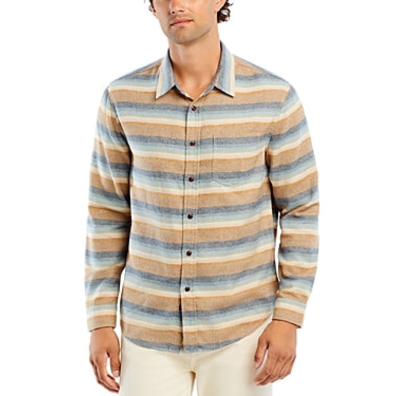 Rails Mens Runson Regular Fit Button Down Shirt Beige Multi Small