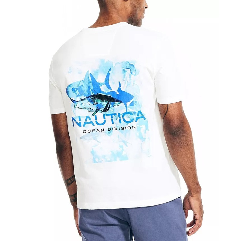 Shark Week X Nautica Men's Classic-Fit Shark Logo Graphic T Shirt XL White