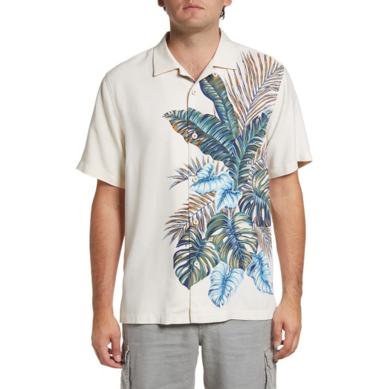 Tommy Bahama Men's Horizon Isles Silk Button Down Shirt Beige XXXL 3XL