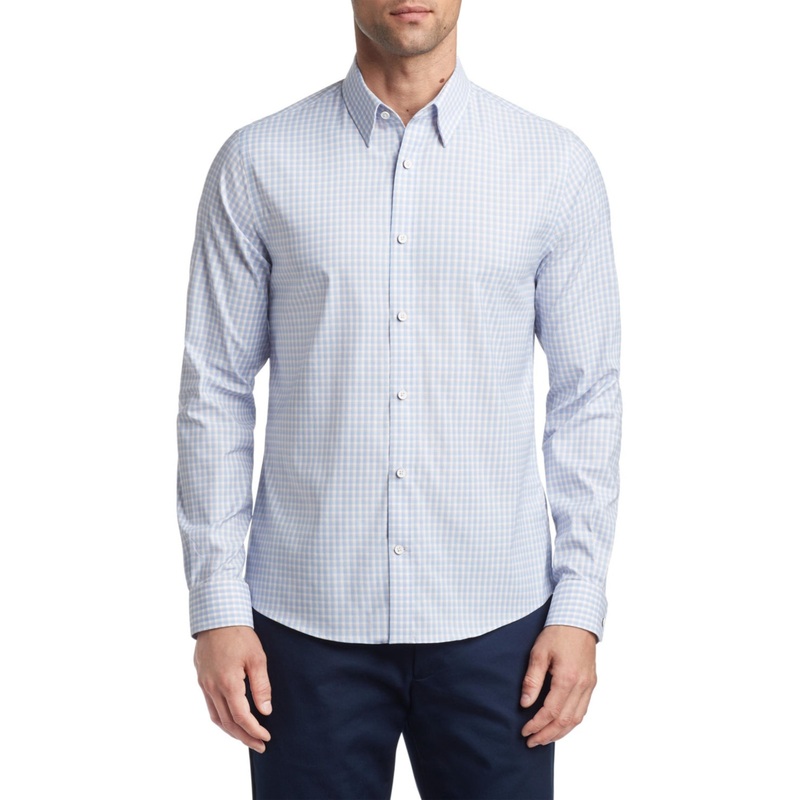Tommy Hilfiger Men's No-Tuck Slim Fit Stretch Dress Shirt Medium Classic Blue