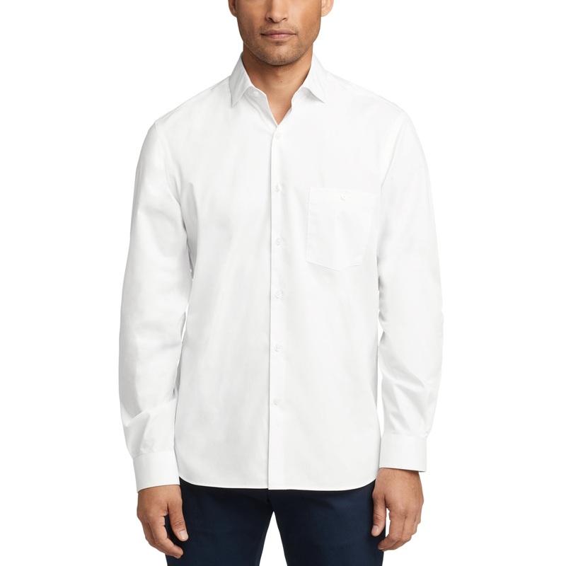 Van Heusen Men's Slim Fit Never Tuck Button Down Dress Shirt White Large