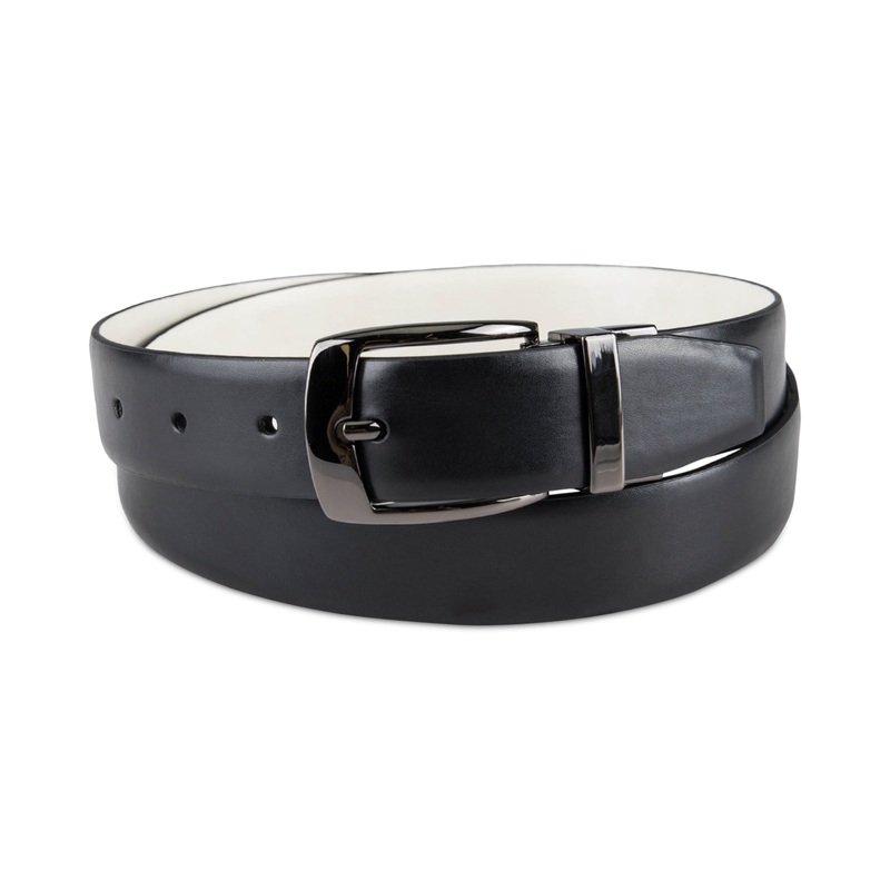 Alfani Men's Modern Reversible Dress Belt White Black Large 38 40