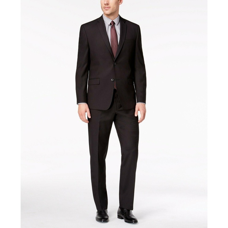 Andrew Marc Men's Classic-Fit Stretch Black Micro-Grid Suit 40S / 35 x 30