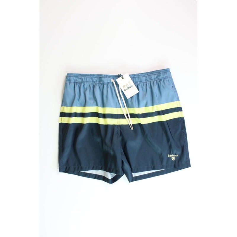 Barbour Mens Double Stripe Regular Fit Swim Shorts XL Blue
