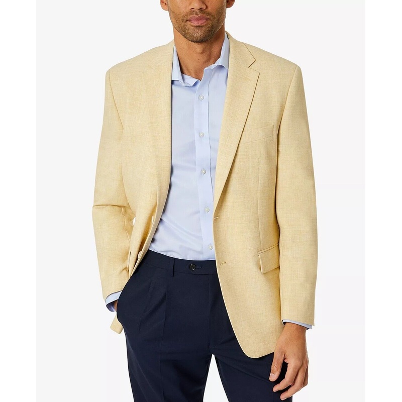 Club Room Men's Sport Coat Yellow 40R Classic-Fit Solid Blazer Two Button
