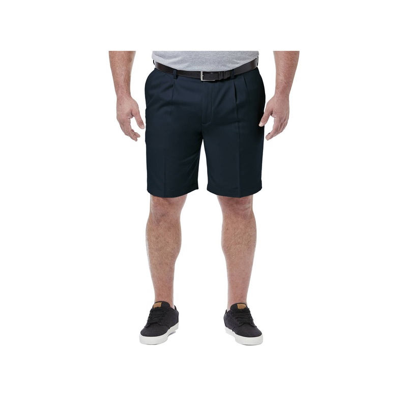 Haggar Men's Big & Tall Cool 18 Pro Pleated Front Shorts Size 46 Blue