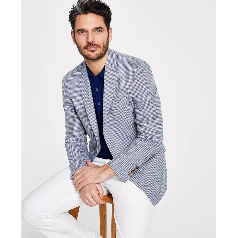 Lauren Ralph Lauren Mens Classic-Fit UltraFlex Sport Coat Blazer 40L Grey blue