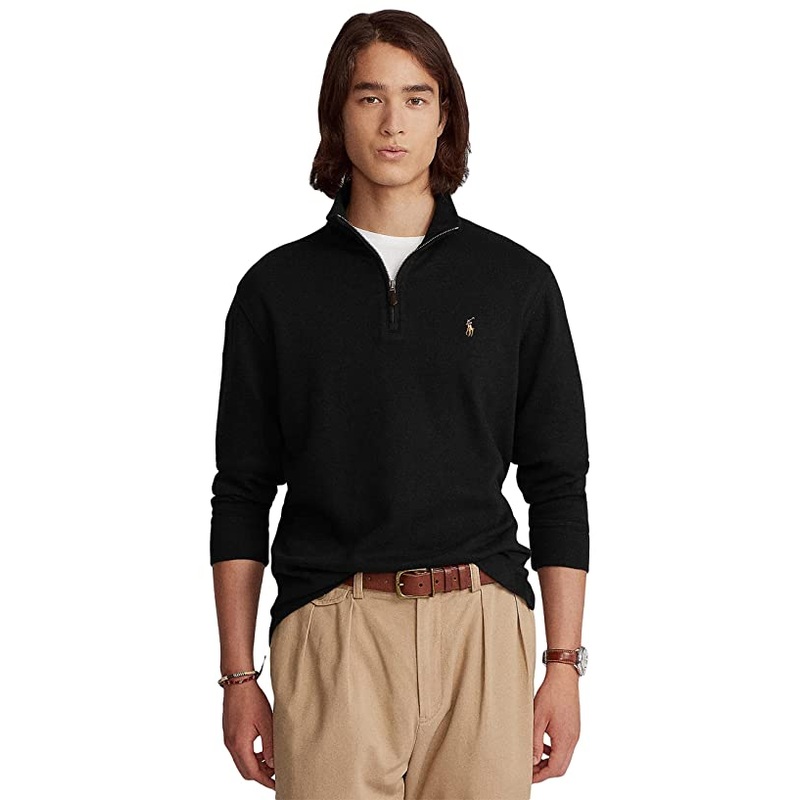 Polo Ralph Lauren Men's Big Tall Estate Quarter-Zip Sweater 4XB Black