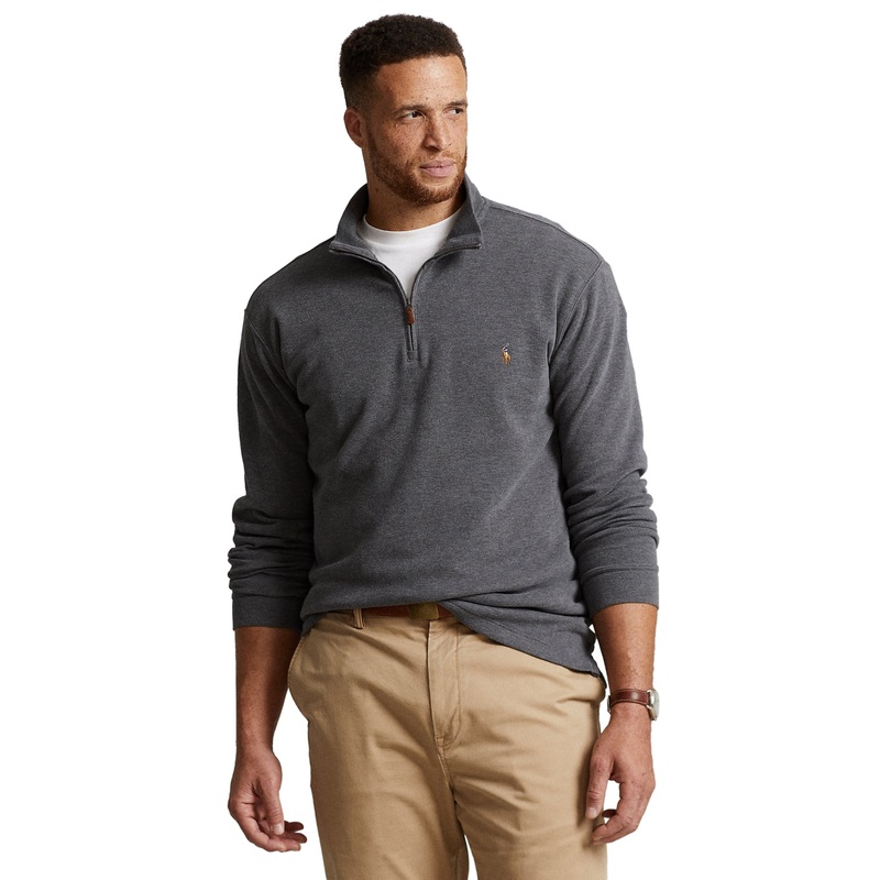 Polo Ralph Lauren Men's Estate Rib Quarter Zip Pullover Sweater 3XLT 3LT Grey
