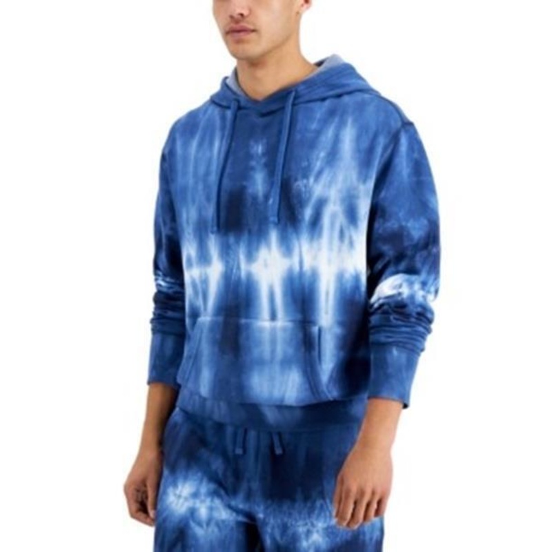 Sun + Stone Men's Shibori Hoodie Sweatshirt XL Blue