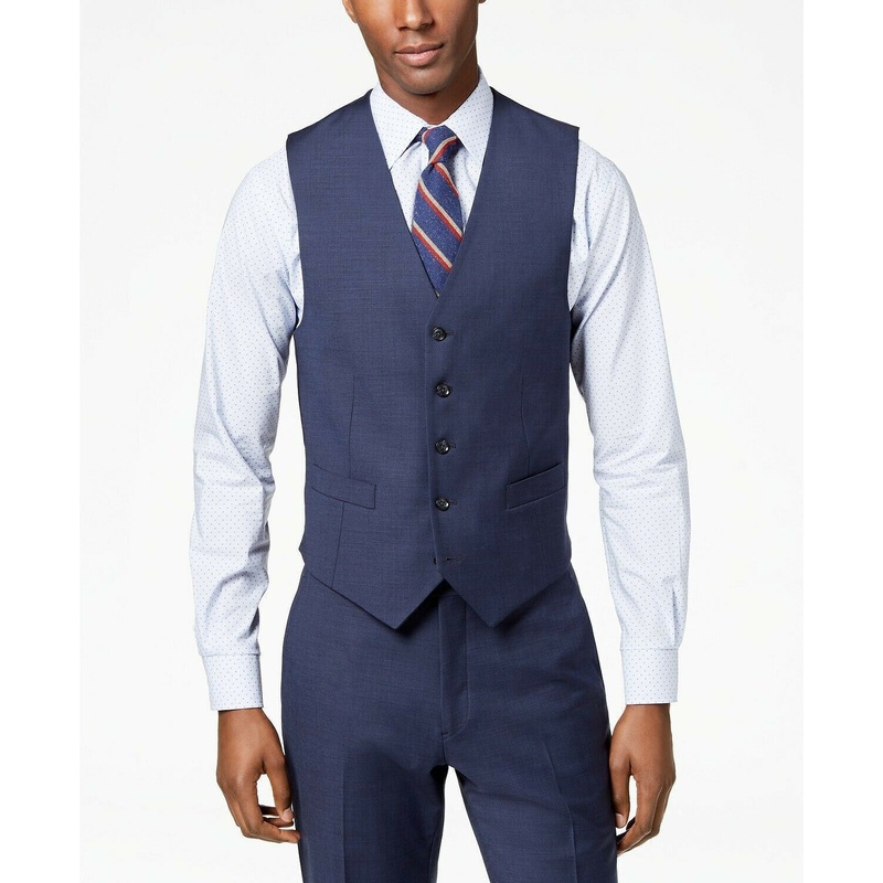 Tommy Hilfiger Men's Modern-Fit TH Flex Stretch Suit Vest XL Blue