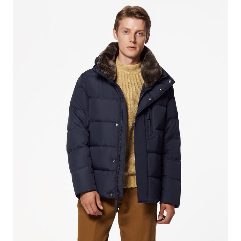 Andrew Marc Men's Horizon Water Resistant Down Jacket Small Ink Navy Blue