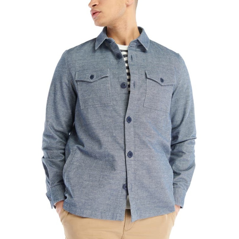 Barbour Mens Level Overshirt Navy Blue Medium