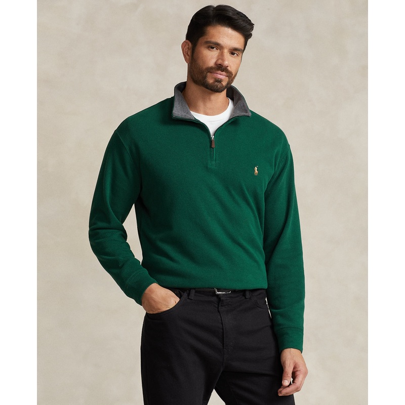 Big & Tall Polo Ralph Lauren Estate Rib Quarter Zip Sweater 4XB Green