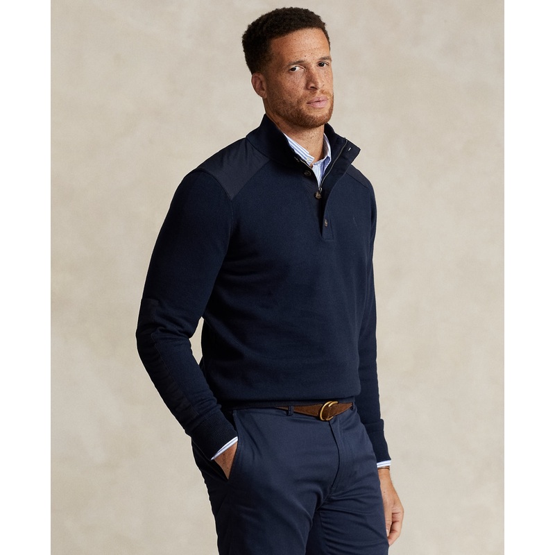 Big & Tall Polo Ralph Lauren Hybrid Quarter Zip Sweater 3XB Navy Blue 3XL Big