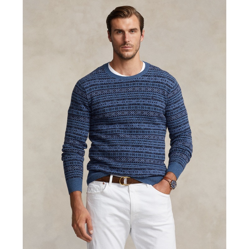 Big & Tall Polo Ralph Lauren Mens Crewneck Fair Isle Sweater XLT XL Tall Navy