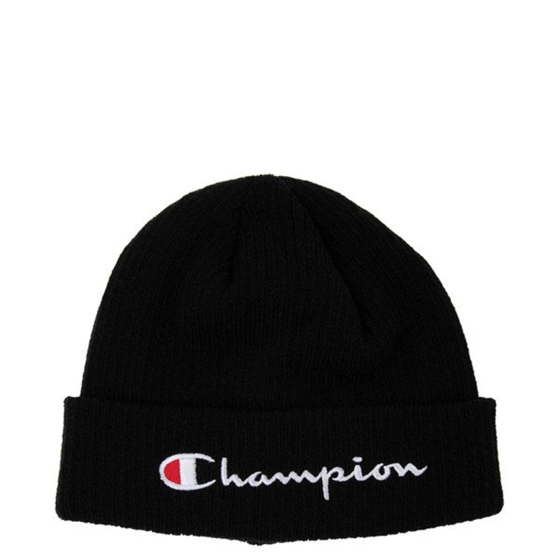 Champion Mens Pivot Cuff Beanie Hat Black White