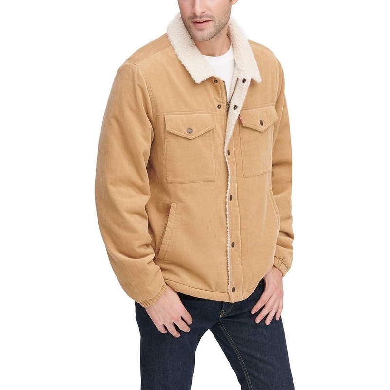 Levi's Men's Corduroy Sherpa Lined Trucker Jacket 3XL XXXL Tan Light Brown