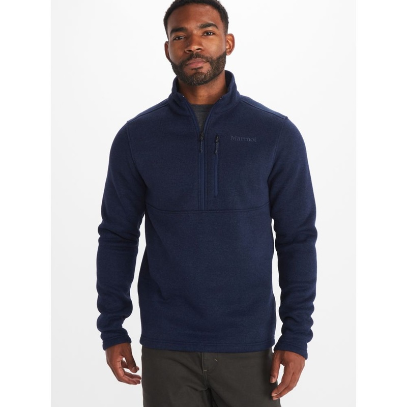 Marmot Mens Drop Line 1/2 Zip Pullover Fleece Jacket Medium Arctic Navy Blue
