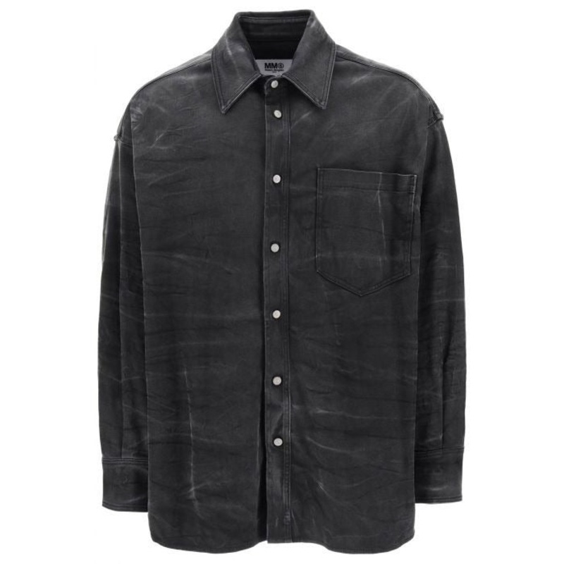 MM6 MAISON MARGIELA Mens Crinkle effect Denim Overshirt Jacket Small Grey ITALY