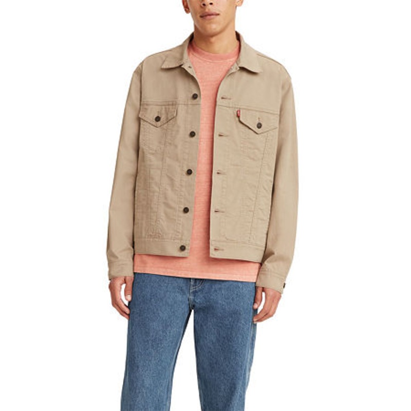 Original Levis Mens Vintage Fit Denim Trucker Jacket Small Tan Beige