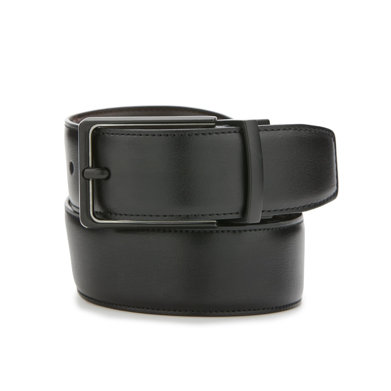 Perry Ellis Men's Black Leather Belt 100% Leather Regular Black 38 40