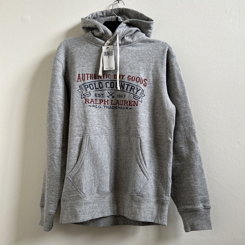Polo Ralph Lauren Men's Logo Cotton Blend Hoodie Sweatshirt Grey Small