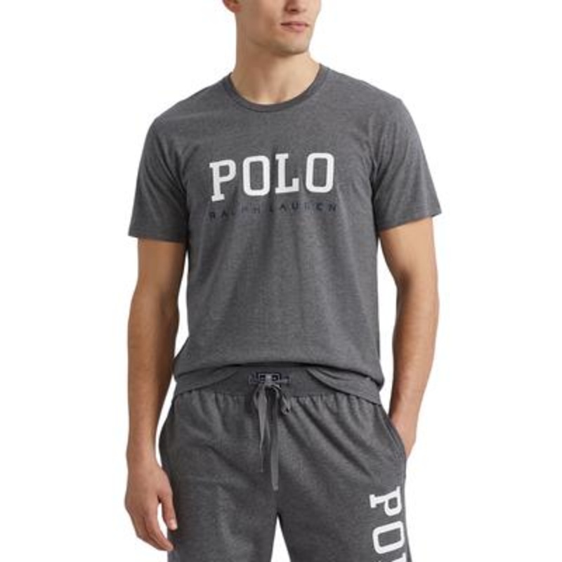 Polo Ralph Lauren Men's Logo Graphic Cotton Pajama T Shirt Charcoal Grey Medium