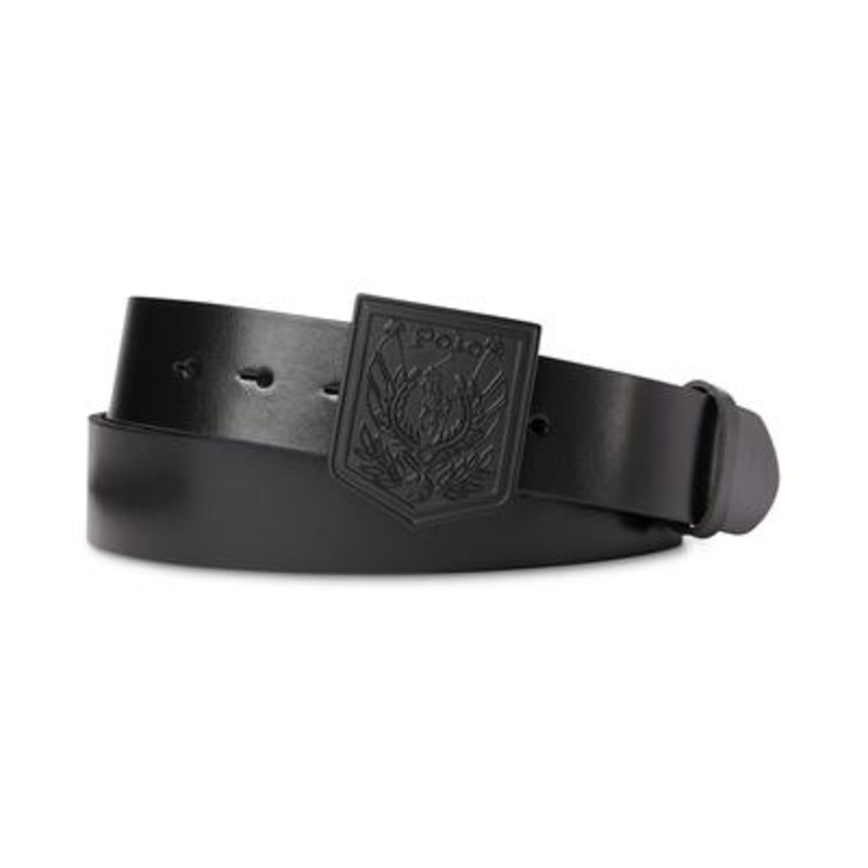 Polo Ralph Lauren Men's Shield Buckle Leather Belt Black 38