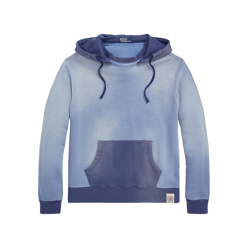 Polo Ralph Lauren Mens Cotton Fleece Two Tone Hoodie Sweatshirt Medium Blue