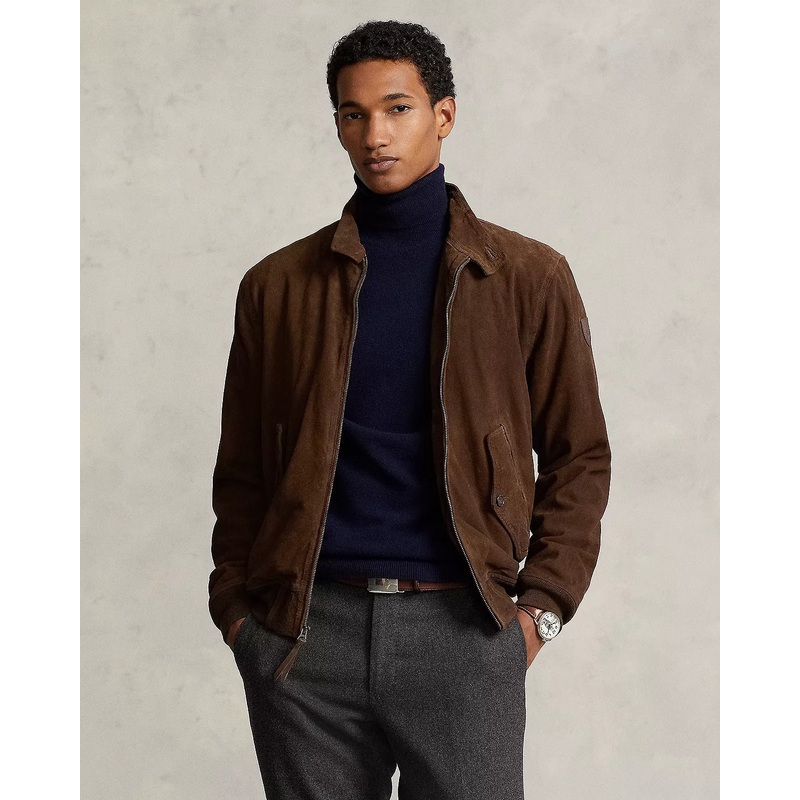 Polo Ralph Lauren Tumbled Suede Leather Jacket XL Tobacco Brown