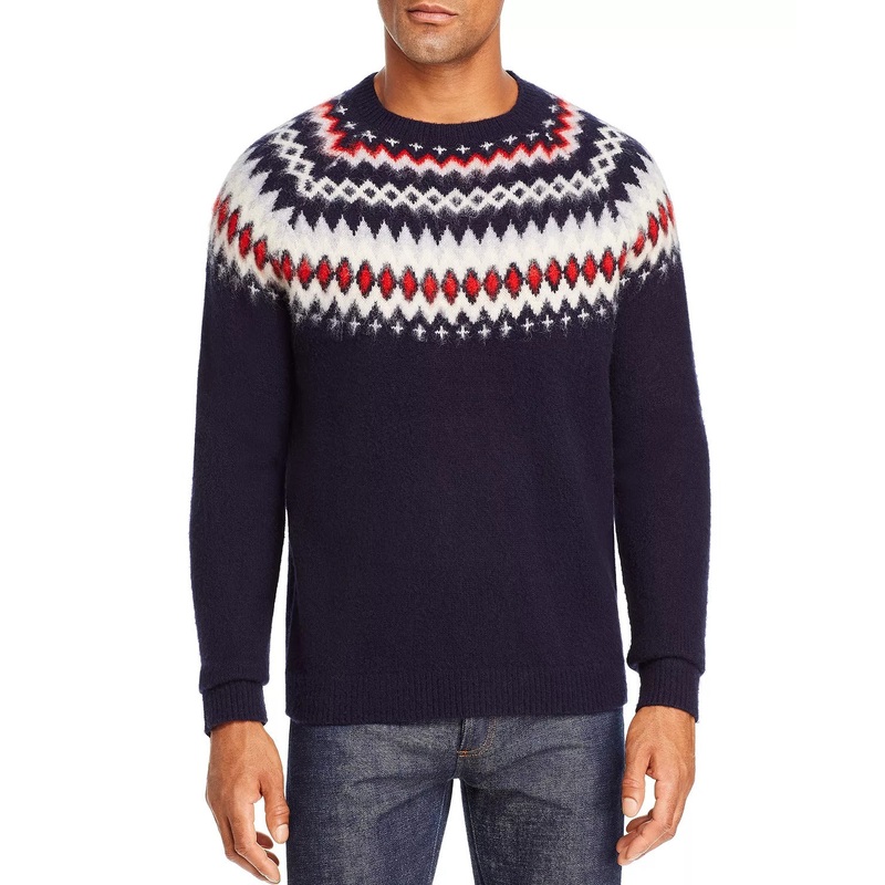 The Men's Store  Merino Wool Fair Isle Sweater XXL Navy Blue