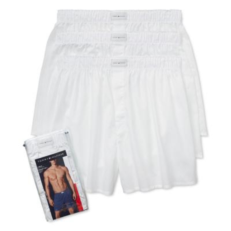 Tommy Hilfiger Men's 3 Pk. Classic Printed Cotton Underwear Boxers White Large