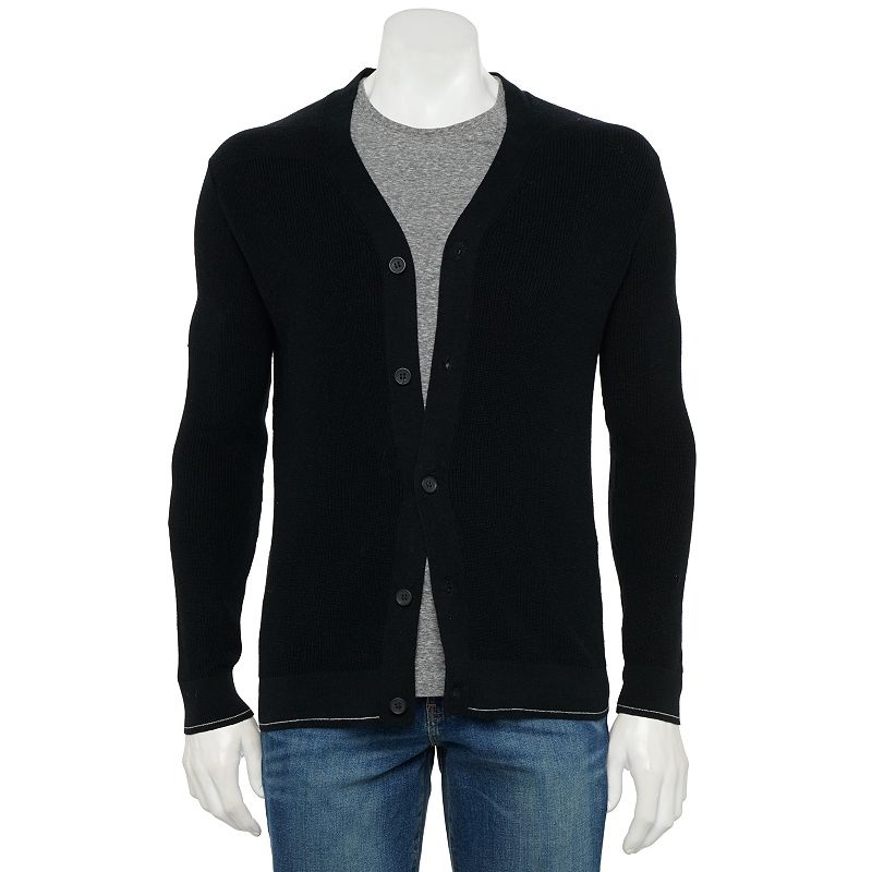 X RAY Classic V Neck Cardigan Button Down Sweater Small Black