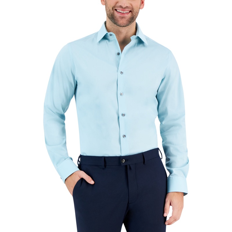 Alfani Men's Slim Fit Stain Resistant Dress Shirt  Blue 16 16 5 32 33