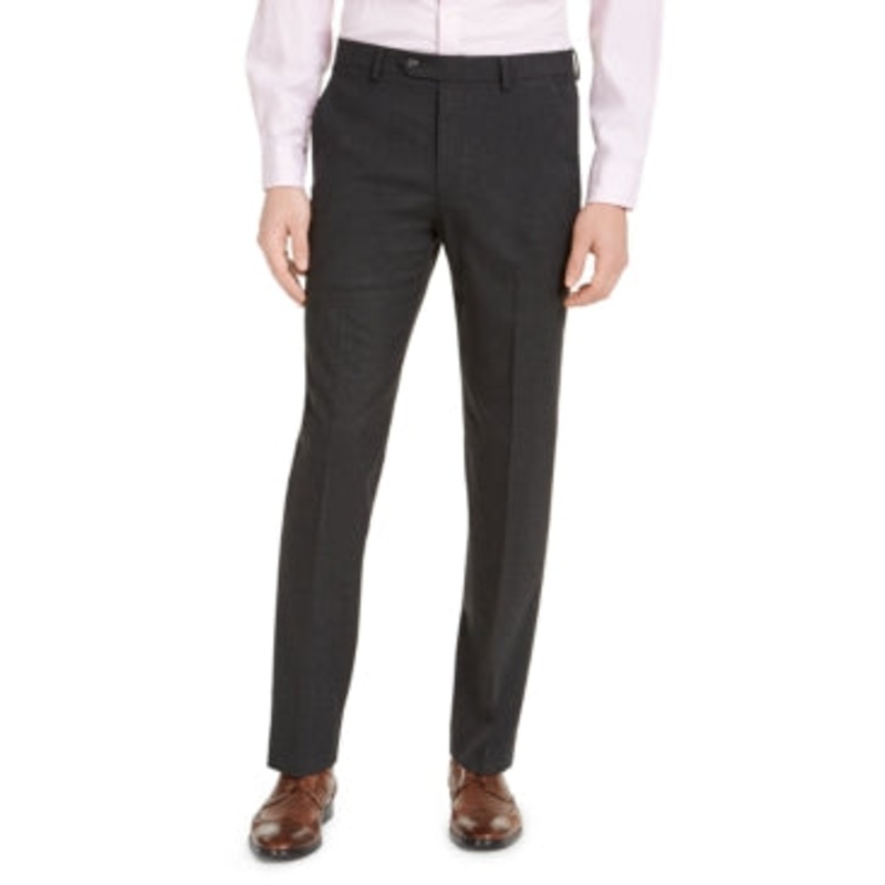 Alfani Men's Slim Fit Stretch Solid Suit Pants Charcoal Grey 34 X 32