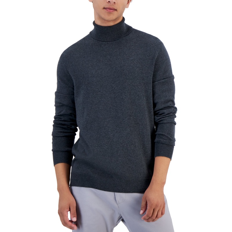 Alfani Men's Turtleneck Sweater Dark Lead Heather Grey Large