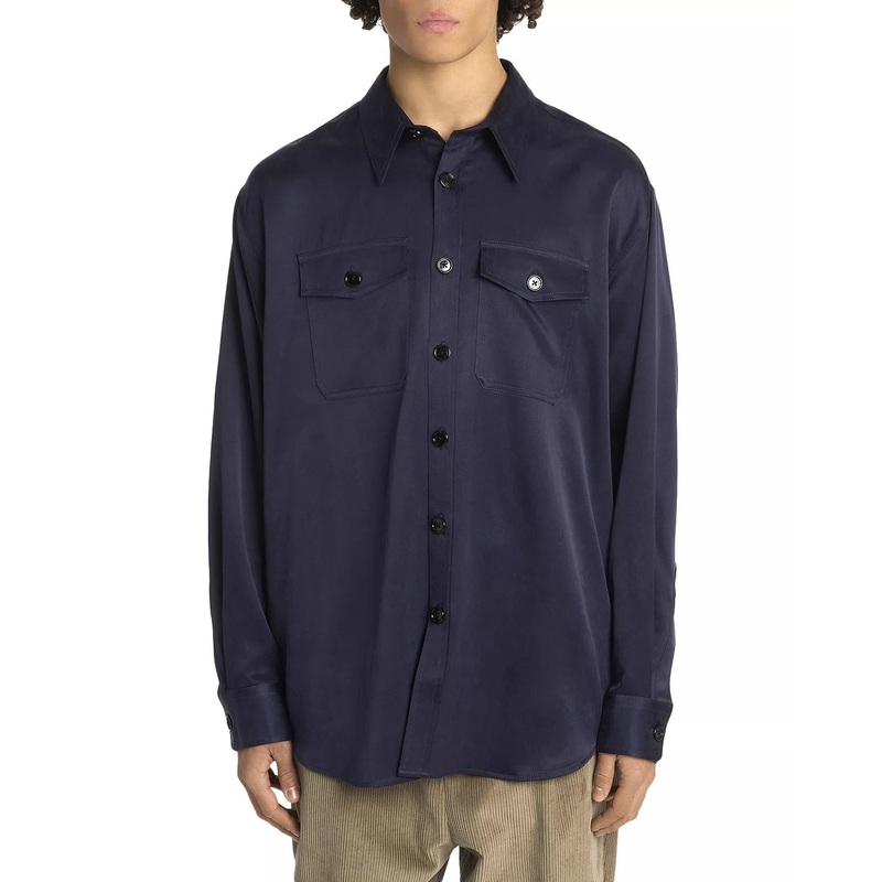 Ami Mens Overshirt Jacket Small Heavy Cotton / Wool Navy Blue Made in Portugal