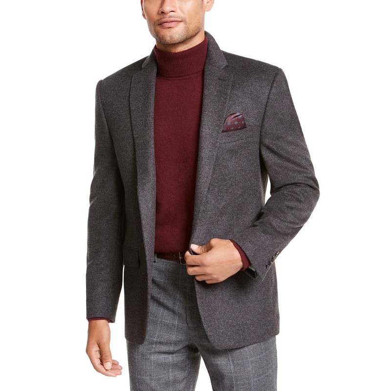 Lauren Ralph Lauren Men's Wool Cashmere Blend Classic Fit Sport Coat Grey 48L