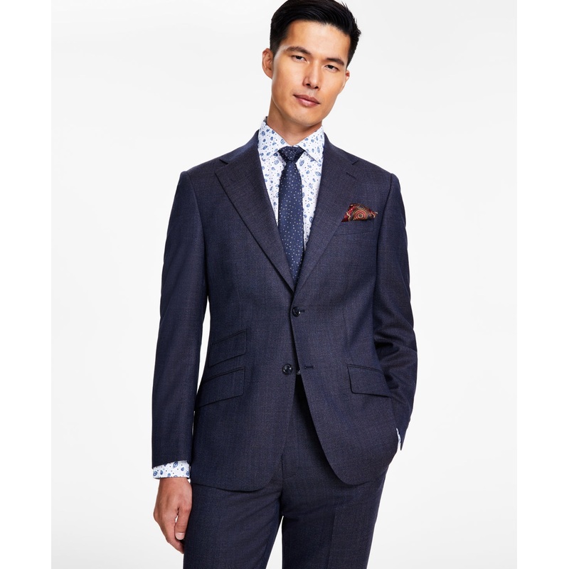 Tallia Men's Slim Fit Stretch Solid Suit Jacket Blue Solid 44R