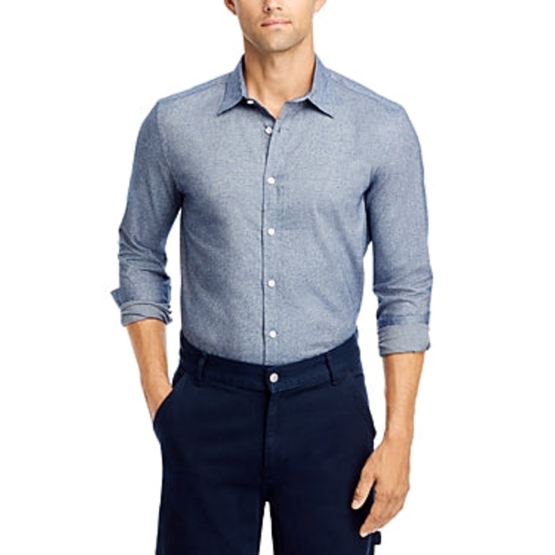 The Men's Store  Regular Fit Cotton Button Down Shirt Blue XL